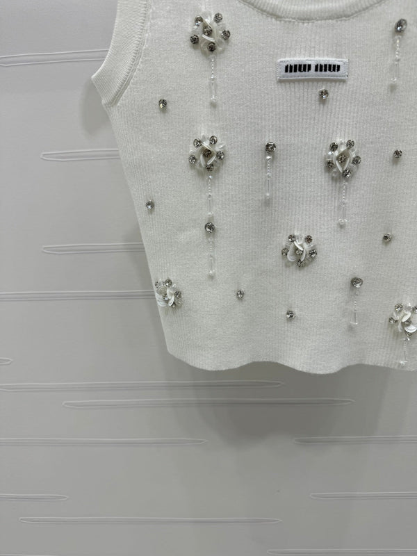 Top corto bianco Miumiu 25