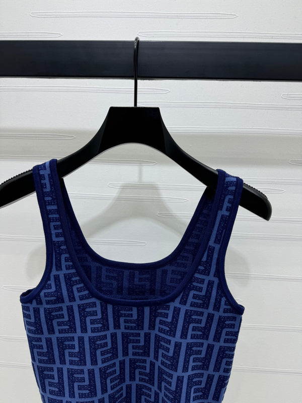 Fendi 25 Blue Knit Crop Top