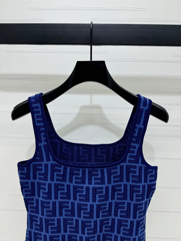 Fendi 25 Blue Knit Tank Top