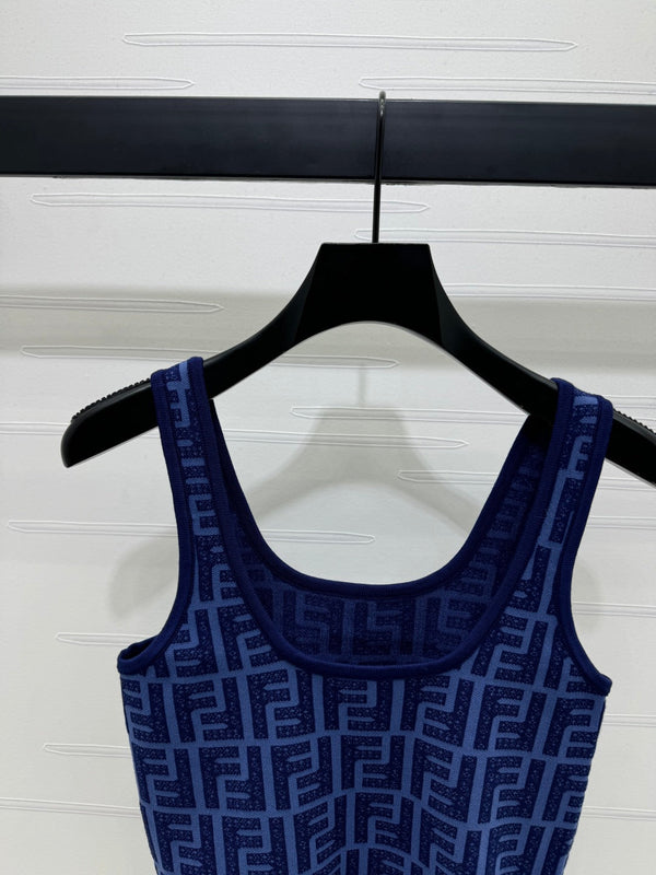 Fendi 25 Blue Knit Crop Top