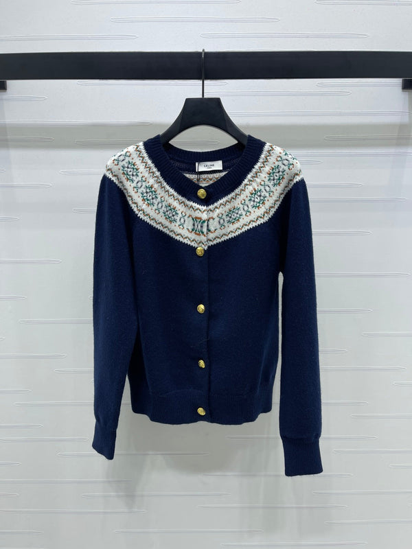 Celine 25 Patterned Cardigan Cashmere 295601