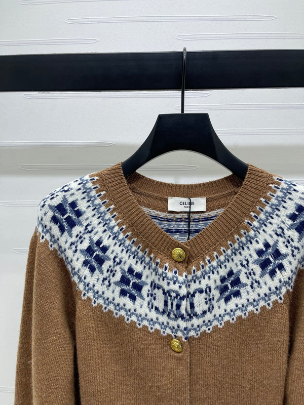 Celine 25 Patterned Cardigan Cashmere 295601