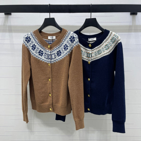 Celine 25 Patterned Cardigan Cashmere 295601