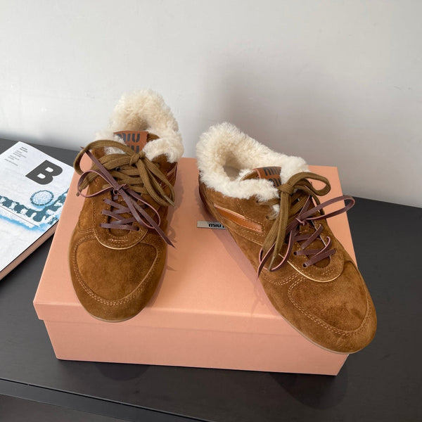 MiuMiu 25 sneaker brown suede wool 521962