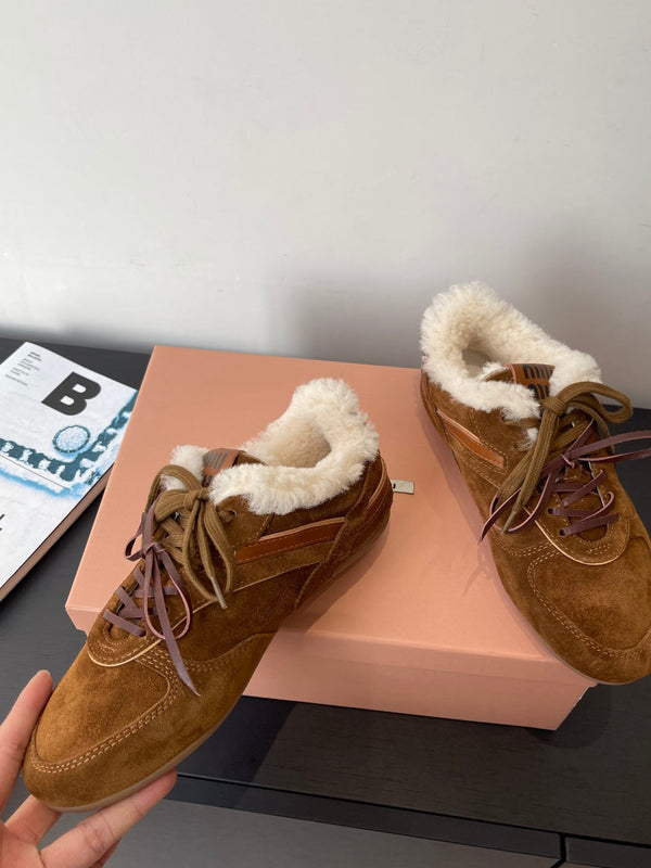 MiuMiu 25 sneaker brown suede wool 521962