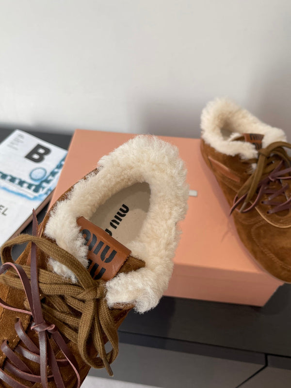 MiuMiu 25 sneaker brown suede wool 521962