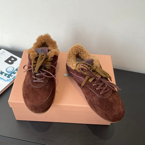 MiuMiu 25 sneaker dark brown suede wool 521960