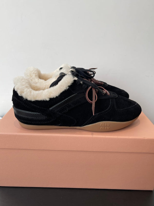 MiuMiu 25 sneaker black suede wool 521961