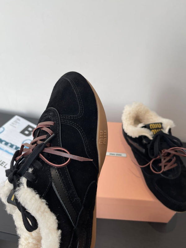 MiuMiu 25 sneaker black suede wool 521961