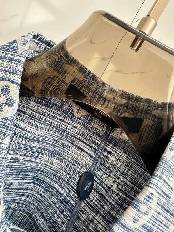 GIACCA CAMICIA LV IN DENIM LAVATO CON MONOGRAMMA BLU 238932