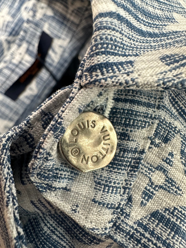 GIACCA CAMICIA LV IN DENIM LAVATO CON MONOGRAMMA BLU 238932