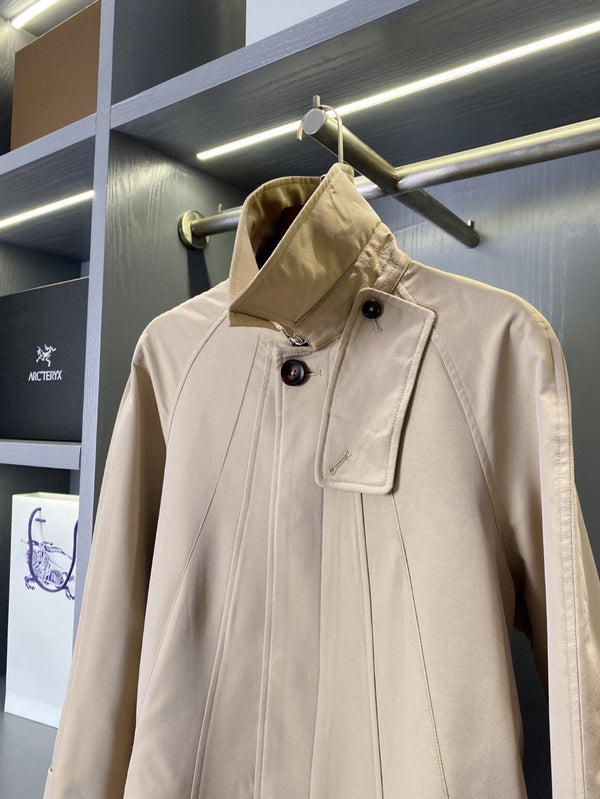 Bur 25 Long Coat Beige Cotton Twill 238405