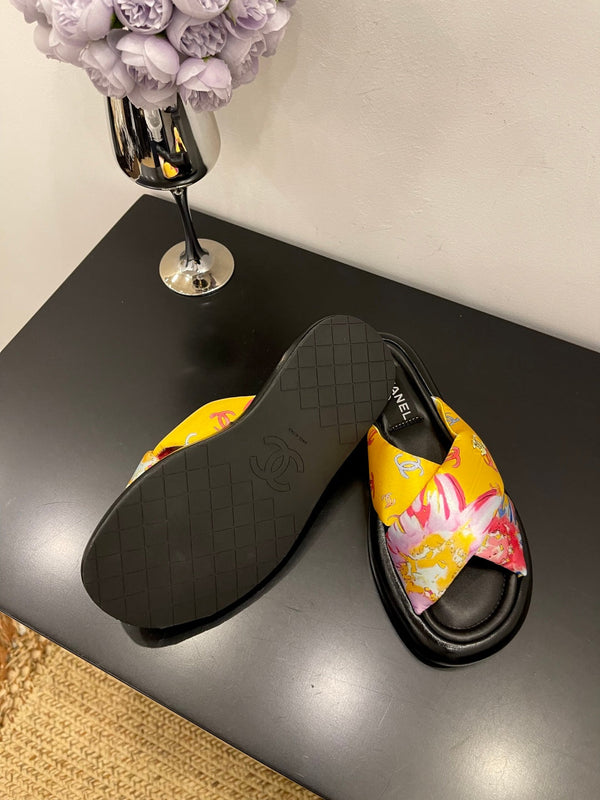 CC 25 Platform Slide Yellow Cloth Sheepskin 34737