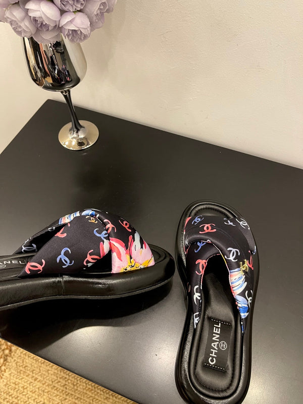 CC 25 Platform Slide Black Cloth Sheepskin 334738