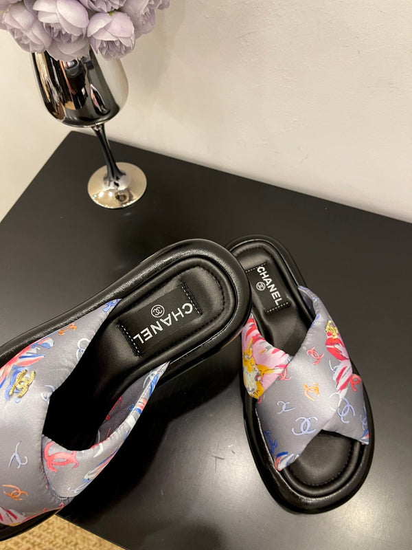 CC 25 Platform Slide Grey Cloth Sheepskin 334739