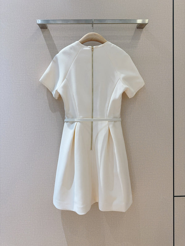 CD 25 Round Neck Raglan Sleeve Dress Beige Polyester