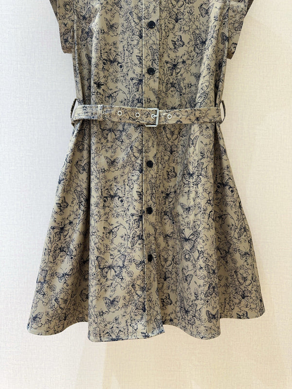 CD Butterfly Print Dress Cotton