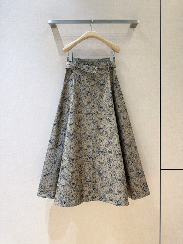 CD Butterfly Print Long skirt Cotton