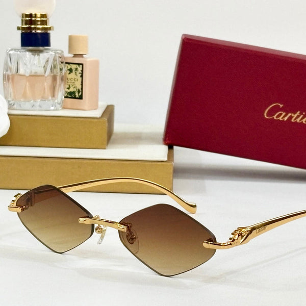 OCCHIALI DA SOLE PANTHÈRE RIMLESS CON MONTATURA A ROMBO 564102 IN METALLO