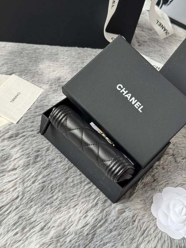 CC Classic Boy Coin Purse Black Sliver-tone Lambskin  242884