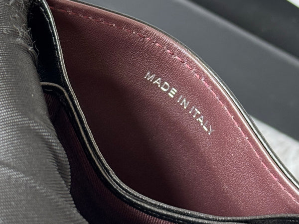 CC Accordion Card Holder Black Sliver-tone Metal Lamskin 242642