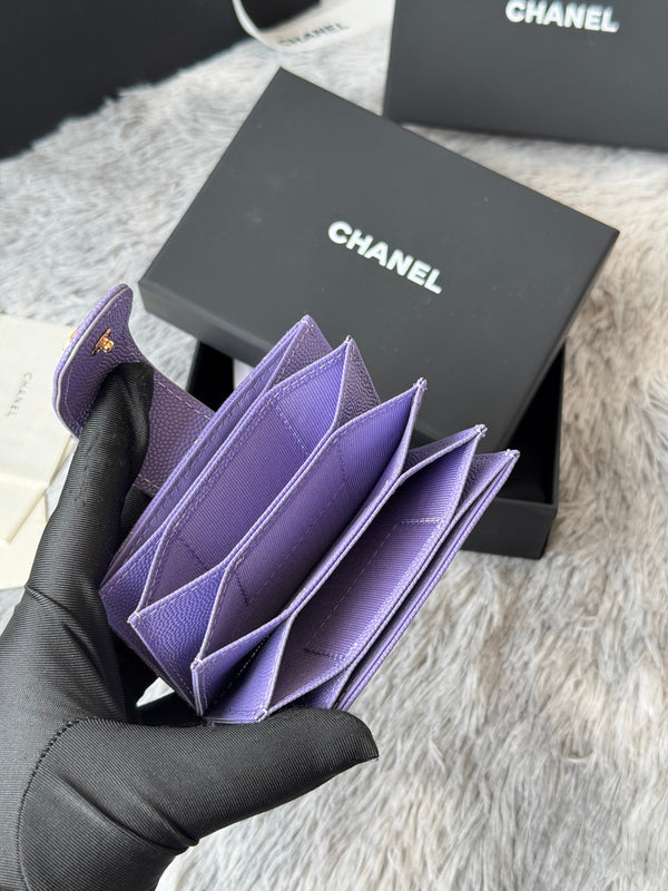 CC Accordion Card Holder Purple Gold-tone Metal Caviar 242657