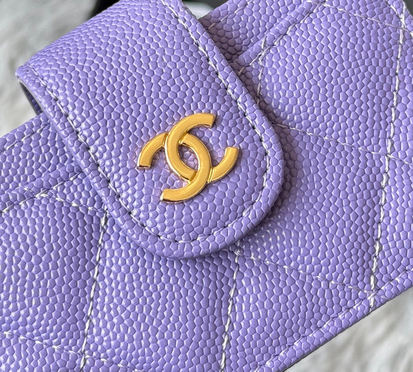 CC Accordion Card Holder Purple Gold-tone Metal Caviar 242657