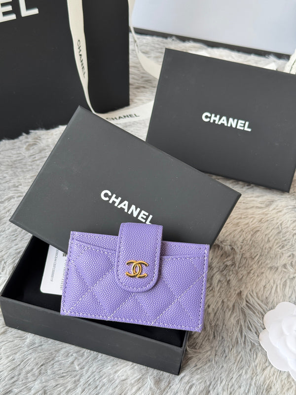 CC Accordion Card Holder Purple Gold-tone Metal Caviar 242657