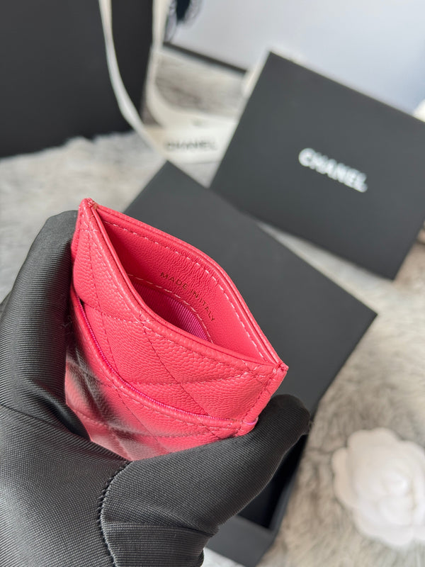 CC Carld Holder Pink Grain Calfskin 242686