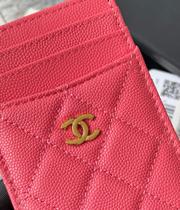 CC Carld Holder Pink Grain Calfskin 242686