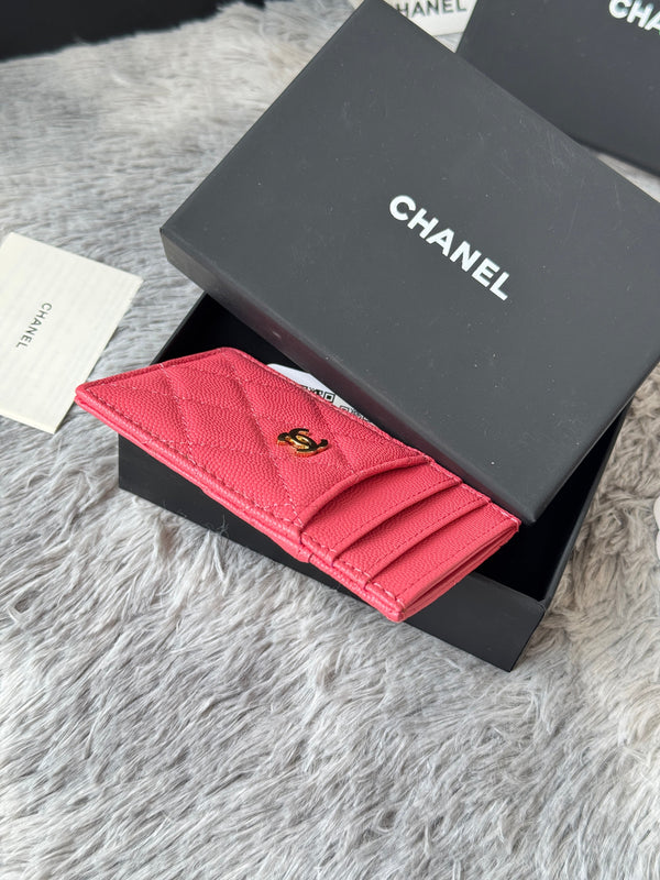 CC Carld Holder Pink Grain Calfskin 242686