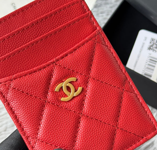 CC Carld Holder Red Grain Calfskin 242690