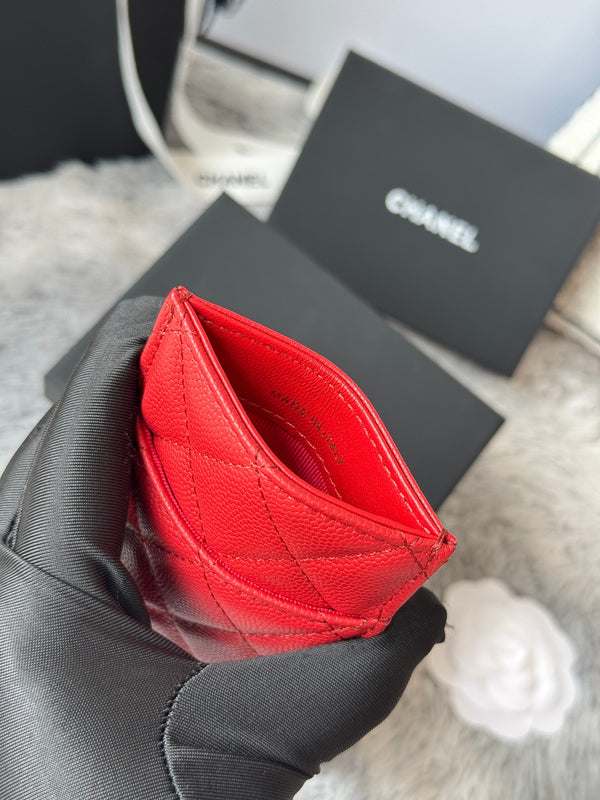 CC Carld Holder Red Grain Calfskin 242690