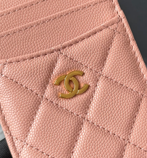 CC Carld Holder Light Pink Grain Calfskin 242692