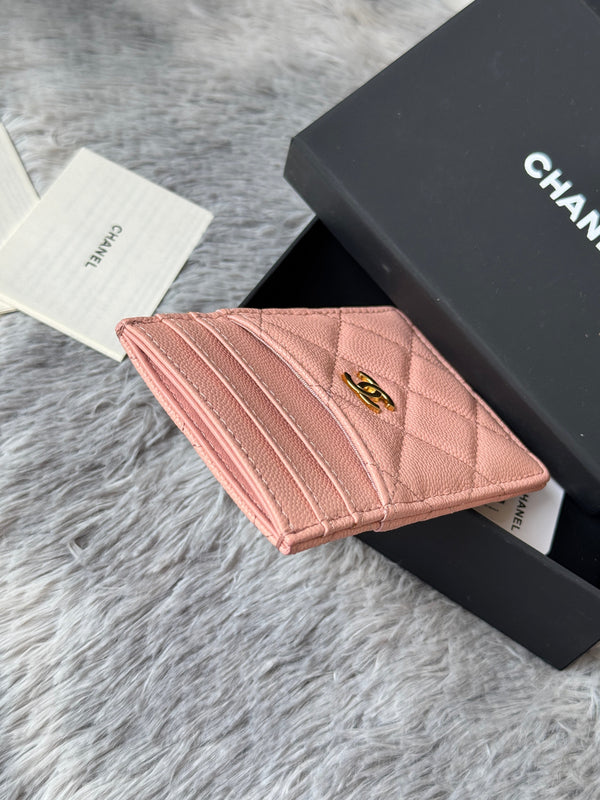 CC Carld Holder Light Pink Grain Calfskin 242692