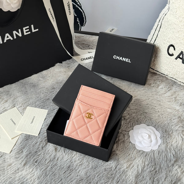 CC Carld Holder Light Pink Grain Calfskin 242692