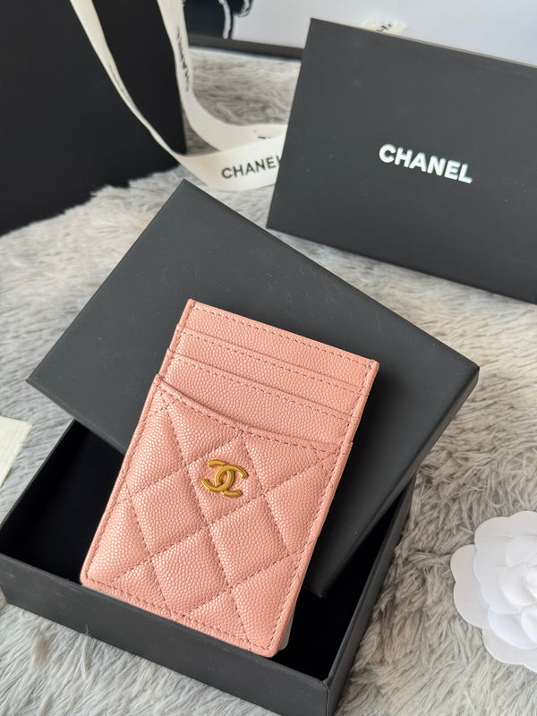 CC Carld Holder Light Pink Grain Calfskin 242692