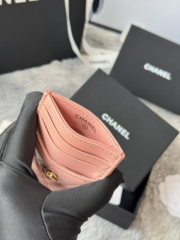CC Carld Holder Light Pink Grain Calfskin 242692