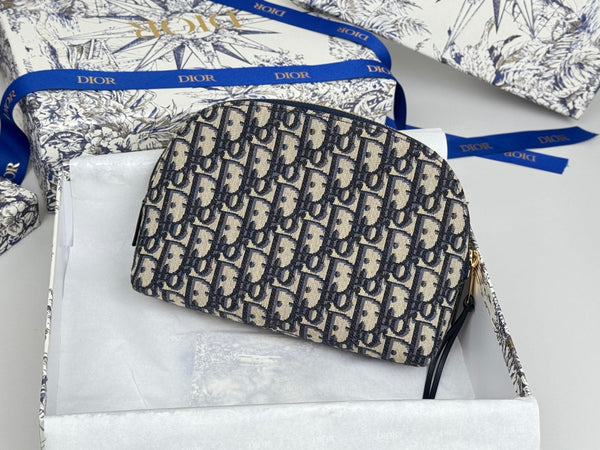 CD Oblique Beauty Case 24cm Blue Jacquard