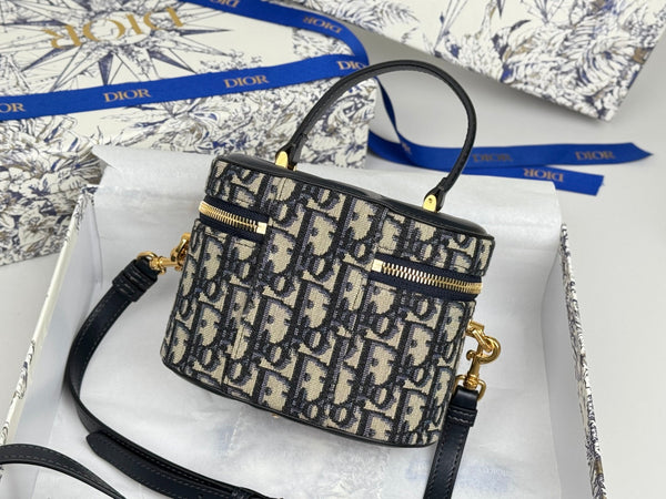 CD Signature Vanity Case 16cm Blue Jacquard