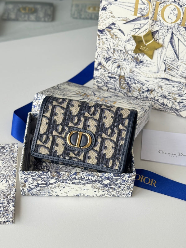 CD 30 Montaigne Glycine Wallet 11cm Blue Jacquard