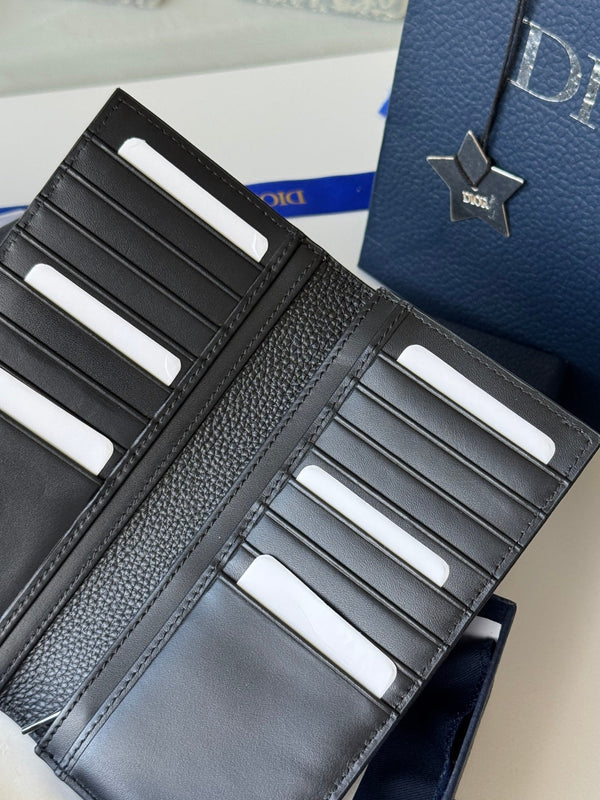 CD Saddle Long Vertical Wallet Black Cowhide & Jacquard