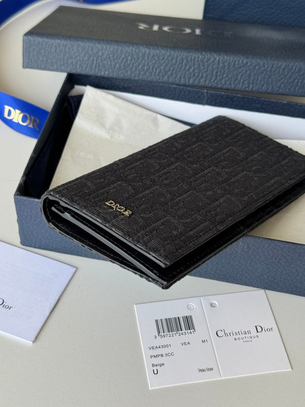 CD Saddle Long Vertical Wallet Black Cowhide