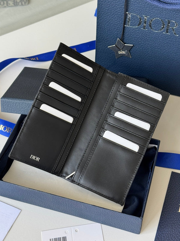 CD Long Vertical Wallet Black Jacquard Cowhide