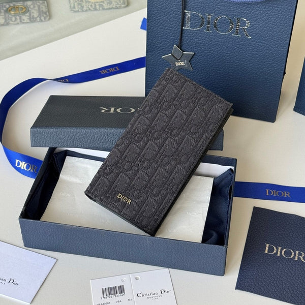 CD Long Vertical Wallet Black Jacquard Cowhide