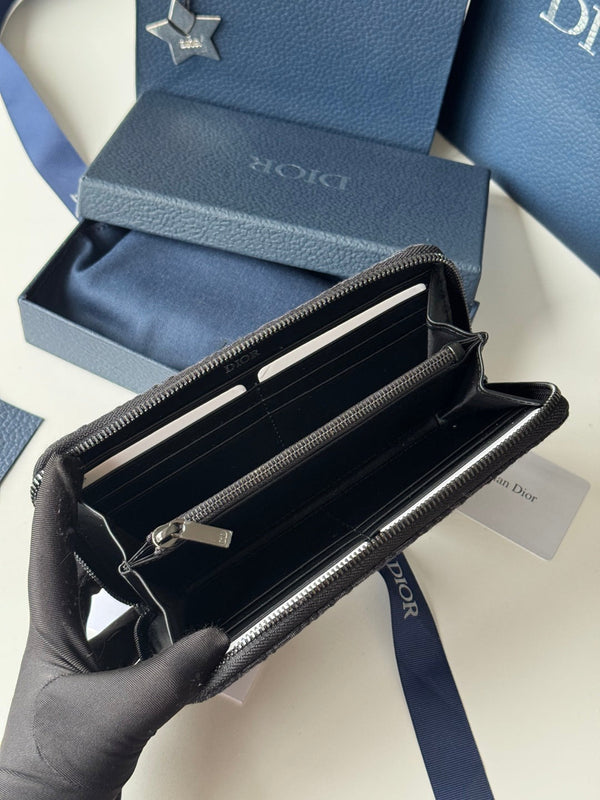 CD Long Zipped Wallet 19.8cm Black Jacquard