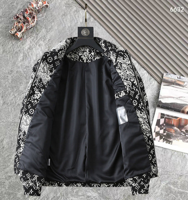 GIACCA CAMICIA LV IN TESSUTO JACQUARD CON MONOGRAMMA BIANCO E NERO 238989