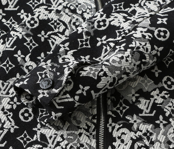 GIACCA CAMICIA LV IN TESSUTO JACQUARD CON MONOGRAMMA BIANCO E NERO 238989