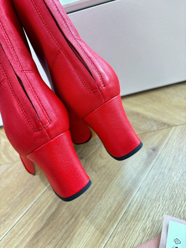 Miu Bootie Red Nappa Leather 506640