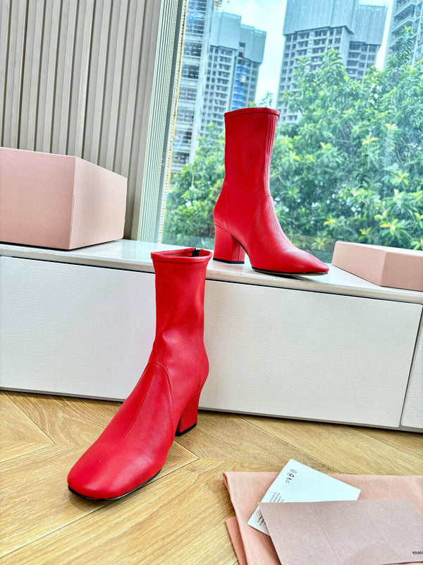 Miu Bootie Red Nappa Leather 506640